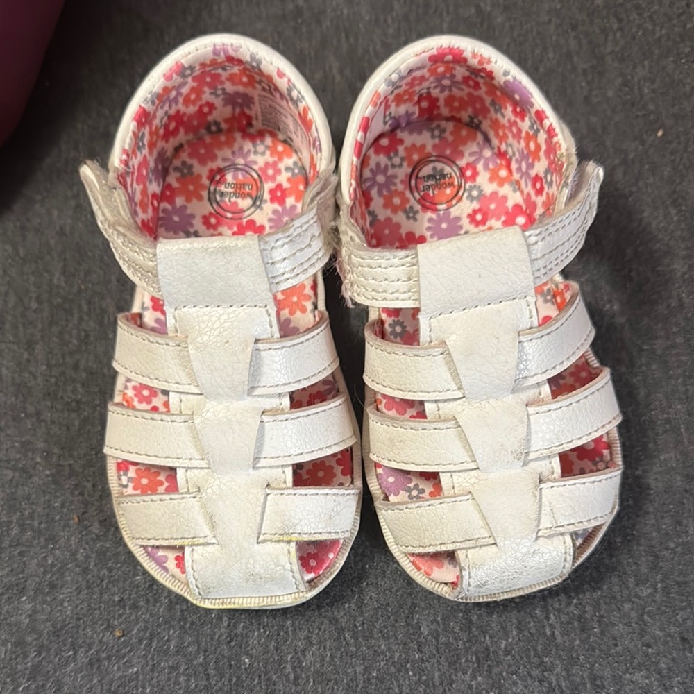 Wonder Nation White and Pink Sandals with Closed-Toe Design